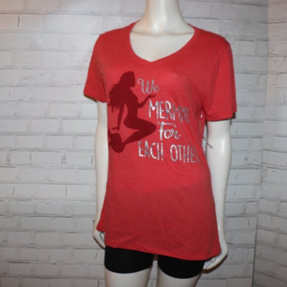 🧜♀️❤️🌊 “We Mermaid for Each Other” Tee · Red · Size L · NWT - Picture 5 of 7